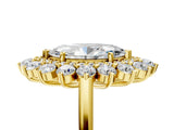 Yellow gold Marquise Cut Halo Cluster Diamond Ring with Pave Band and Four-Prong Setting_22