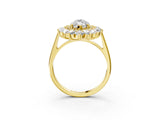Yellow gold Marquise Cut Halo Cluster Diamond Ring with Pave Band and Four-Prong Setting_32
