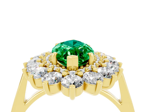 Yellow gold Marquise Cut Halo Cluster Diamond Ring with Pave Band and Four-Prong Setting_4