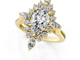Yellow gold Marquise Cut Halo Diamond Cluster Ring with Marquise and Round Stones on a White Gold Band with Prong Setting_10