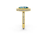 Yellow gold Marquise Cut Halo Diamond Engagement Ring with Milgrain Pave Band and Four-Prong Setting_2