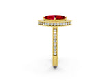 Yellow gold Marquise Cut Halo Diamond Engagement Ring with Milgrain Pave Band and Four-Prong Setting_2