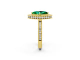 Yellow gold Marquise Cut Halo Diamond Engagement Ring with Milgrain Pave Band and Four-Prong Setting_2