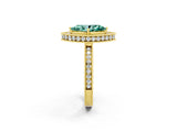 Yellow gold Marquise Cut Halo Diamond Engagement Ring with Milgrain Pave Band and Four-Prong Setting_2