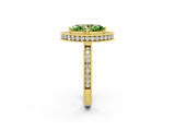 Yellow gold Marquise Cut Halo Diamond Engagement Ring with Milgrain Pave Band and Four-Prong Setting_2