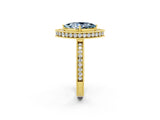 Yellow gold Marquise Cut Halo Diamond Engagement Ring with Milgrain Pave Band and Four-Prong Setting_2