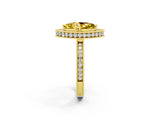 Yellow gold Marquise Cut Halo Diamond Engagement Ring with Milgrain Pave Band and Four-Prong Setting_2