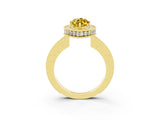 Yellow gold Marquise Cut Halo Diamond Engagement Ring with Milgrain Pave Band and Four-Prong Setting_3