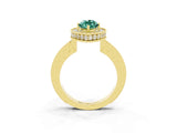 Yellow gold Marquise Cut Halo Diamond Engagement Ring with Milgrain Pave Band and Four-Prong Setting_3