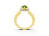 Yellow gold Marquise Cut Halo Diamond Engagement Ring with Milgrain Pave Band and Four-Prong Setting_3