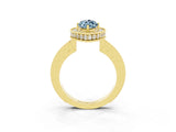 Yellow gold Marquise Cut Halo Diamond Engagement Ring with Milgrain Pave Band and Four-Prong Setting_3