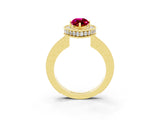 Yellow gold Marquise Cut Halo Diamond Engagement Ring with Milgrain Pave Band and Four-Prong Setting_3