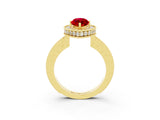 Yellow gold Marquise Cut Halo Diamond Engagement Ring with Milgrain Pave Band and Four-Prong Setting_3