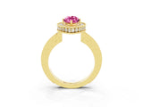 Yellow gold Marquise Cut Halo Diamond Engagement Ring with Milgrain Pave Band and Four-Prong Setting_3