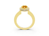 Yellow gold Marquise Cut Halo Diamond Engagement Ring with Milgrain Pave Band and Four-Prong Setting_3