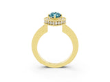 Yellow gold Marquise Cut Halo Diamond Engagement Ring with Milgrain Pave Band and Four-Prong Setting_3