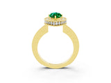 Yellow gold Marquise Cut Halo Diamond Engagement Ring with Milgrain Pave Band and Four-Prong Setting_3