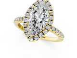 Yellow gold Marquise Cut Halo Diamond Engagement Ring with Pave Band and Four-Prong Setting_21