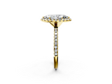 Yellow gold Marquise Cut Halo Diamond Engagement Ring with Pave Band and Four-Prong Setting_22