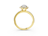 Yellow gold Marquise Cut Halo Diamond Engagement Ring with Pave Band and Four-Prong Setting_23