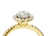 Yellow gold Marquise Cut Halo Diamond Engagement Ring with Pave Band and Four-Prong Setting_24