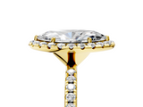 Yellow gold Marquise Cut Halo Diamond Engagement Ring with Pave Band and Four-Prong Setting_25