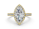 Yellow gold Marquise Cut Halo Diamond Engagement Ring with Pave Band and Four-Prong Setting_40