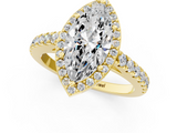 Yellow gold Marquise Cut Halo Diamond Engagement Ring with Pave Band and Four-Prong Setting_41