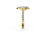 Yellow gold Marquise Cut Halo Diamond Engagement Ring with Pave Band and Four-Prong Setting_42
