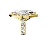 Yellow gold Marquise Cut Halo Diamond Engagement Ring with Pave Band and Four-Prong Setting_45