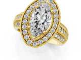 Yellow gold Marquise Cut Halo Diamond Engagement Ring with Pave Split Shank and Four-Prong Setting_4