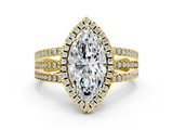 Yellow gold Marquise Cut Halo Diamond Engagement Ring with Split Shank and Four-Prong Setting_20