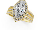 Yellow gold Marquise Cut Halo Diamond Engagement Ring with Split Shank and Four-Prong Setting_21