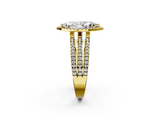 Yellow gold Marquise Cut Halo Diamond Engagement Ring with Split Shank and Four-Prong Setting_22