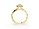 Yellow gold Marquise Cut Halo Diamond Engagement Ring with Split Shank and Four-Prong Setting_23