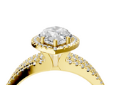 Yellow gold Marquise Cut Halo Diamond Engagement Ring with Split Shank and Four-Prong Setting_24
