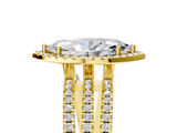 Yellow gold Marquise Cut Halo Diamond Engagement Ring with Split Shank and Four-Prong Setting_25