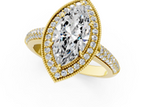 Yellow gold Marquise Cut Halo Diamond Pave Band with Four-Prong Setting_43