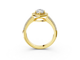 Yellow gold Marquise Cut Halo Diamond Pave Band with Four-Prong Setting_45