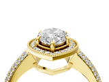 Yellow gold Marquise Cut Halo Diamond Pave Band with Four-Prong Setting_46