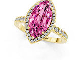 Yellow gold Marquise Cut Halo Diamond Pave Band with Prong Setting_1