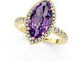 Yellow gold Marquise Cut Halo Diamond Pave Band with Prong Setting_1
