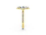 Yellow gold Marquise Cut Halo Diamond Pave Band with Prong Setting_2