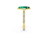 Yellow gold Marquise Cut Halo Diamond Pave Band with Prong Setting_2