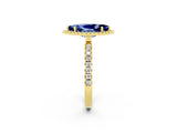 Yellow gold Marquise Cut Halo Diamond Pave Band with Prong Setting_2