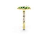 Yellow gold Marquise Cut Halo Diamond Pave Band with Prong Setting_2