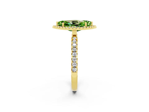 Yellow gold Marquise Cut Halo Diamond Pave Band with Prong Setting_2