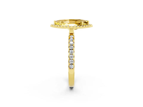 Yellow gold Marquise Cut Halo Diamond Pave Band with Prong Setting_2