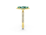 Yellow gold Marquise Cut Halo Diamond Pave Band with Prong Setting_2
