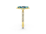Yellow gold Marquise Cut Halo Diamond Pave Band with Prong Setting_2